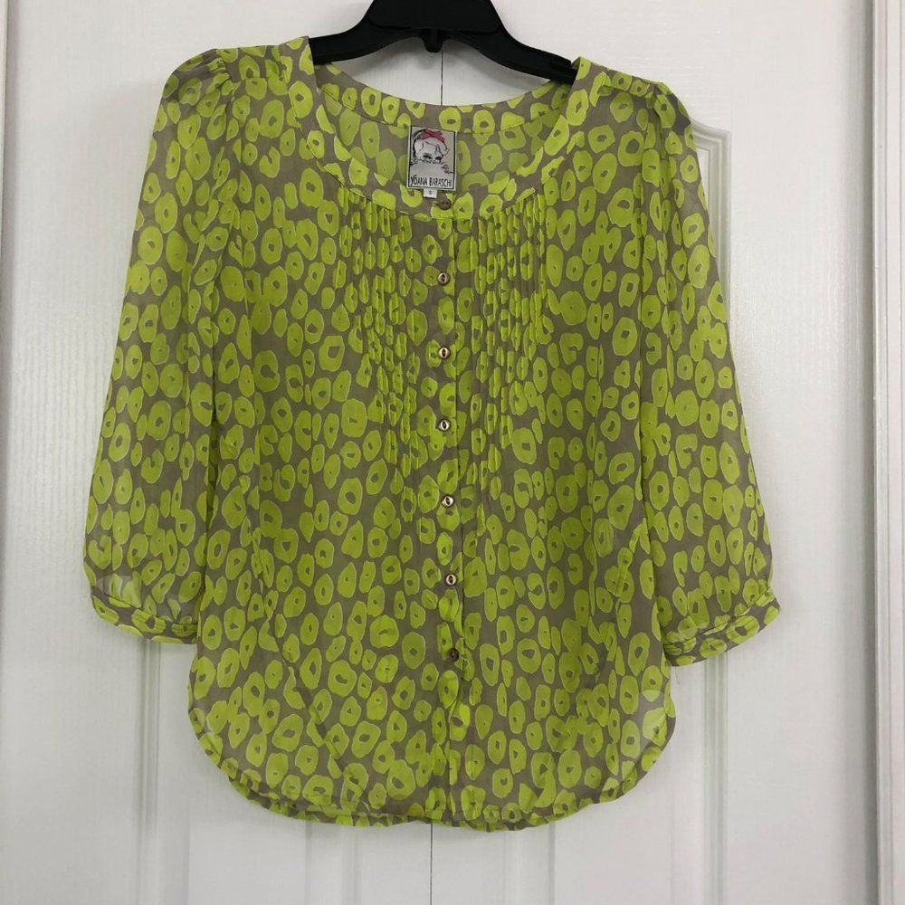 Yoana Baraschi womens Long sleeve button up sheer blouse yellow small
